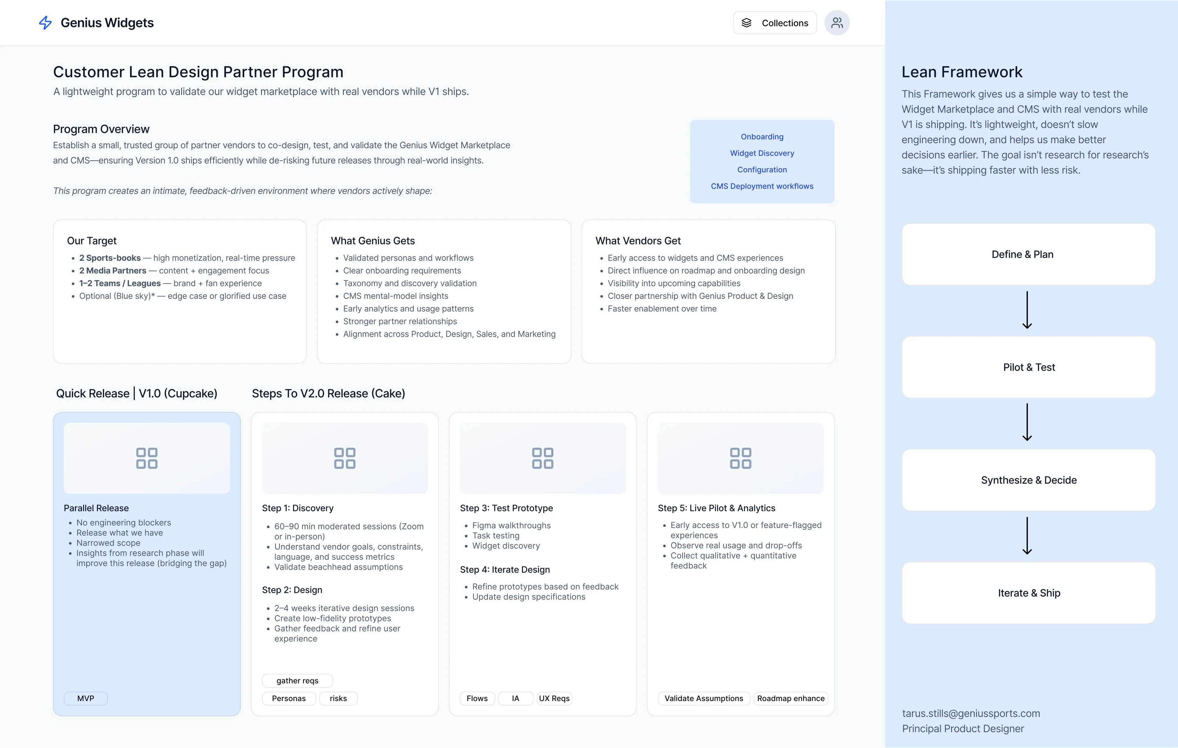 Lean Design Framework — phases for partner-led product development